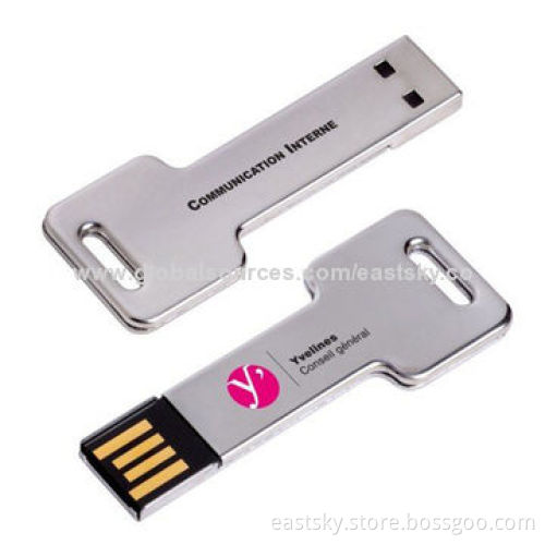 Promotional Key-shaped USB, free for 1 to 2 color silkscreen printing and laser engravingNew